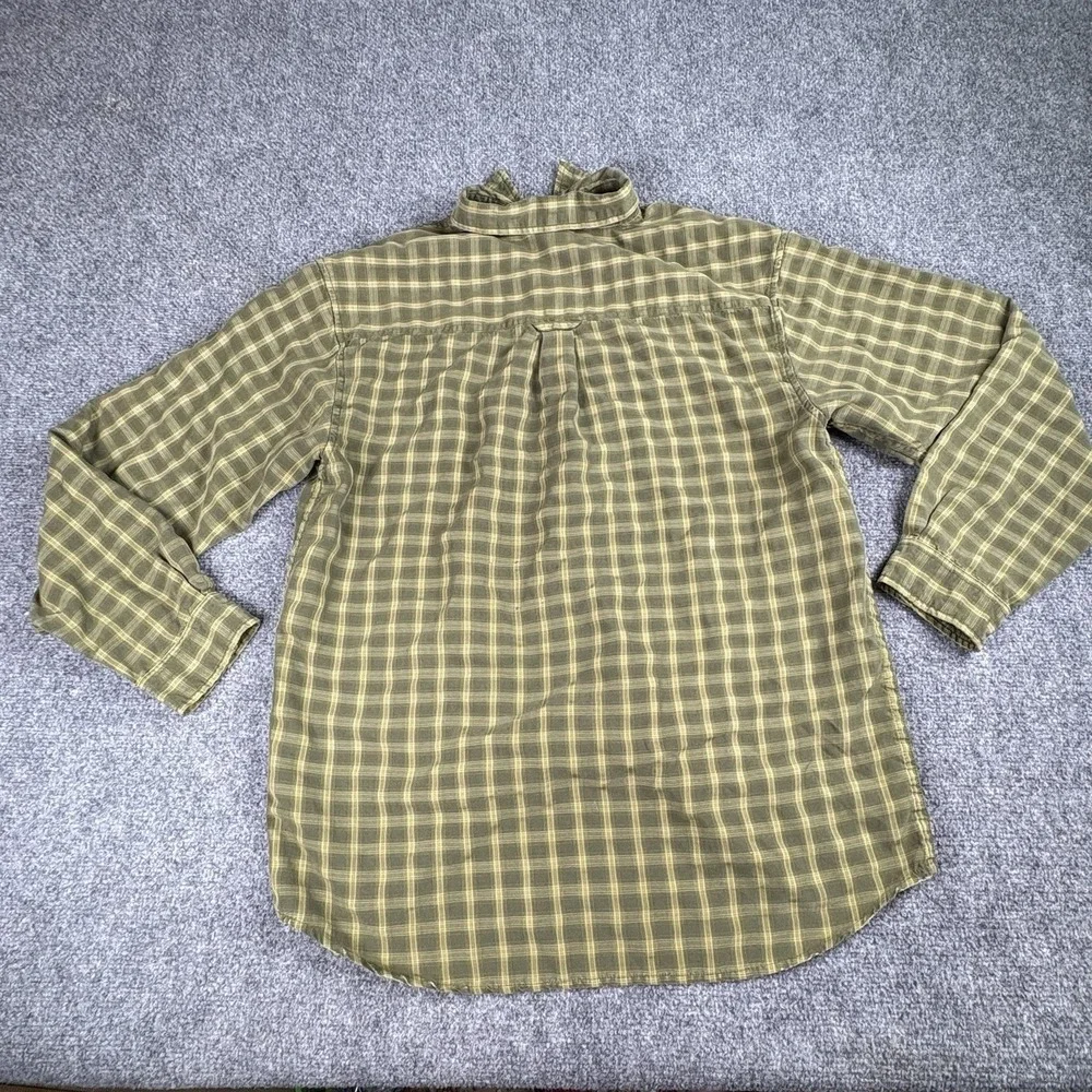 The North Face Shirt Men M Olive Plaid Button‎ Hiking Grunge Workwear Distressed